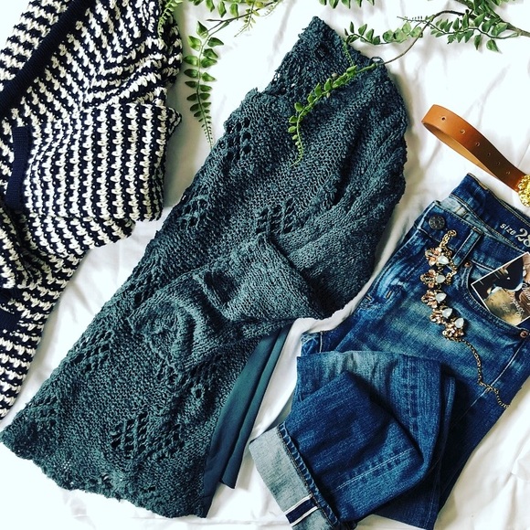 Anthropologie Sweaters - Anthropologie forest green grey knitted sweater Sp